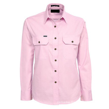 Women's Full Button Long Sleeves Workshirt With Double Pockets